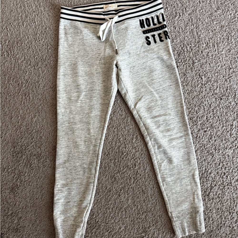 Hollister Light Gray Joggers with Stripe Detail